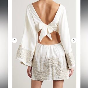 Johanna Ortiz Shared Present Embroidered Linen Mini Dress neutral size M